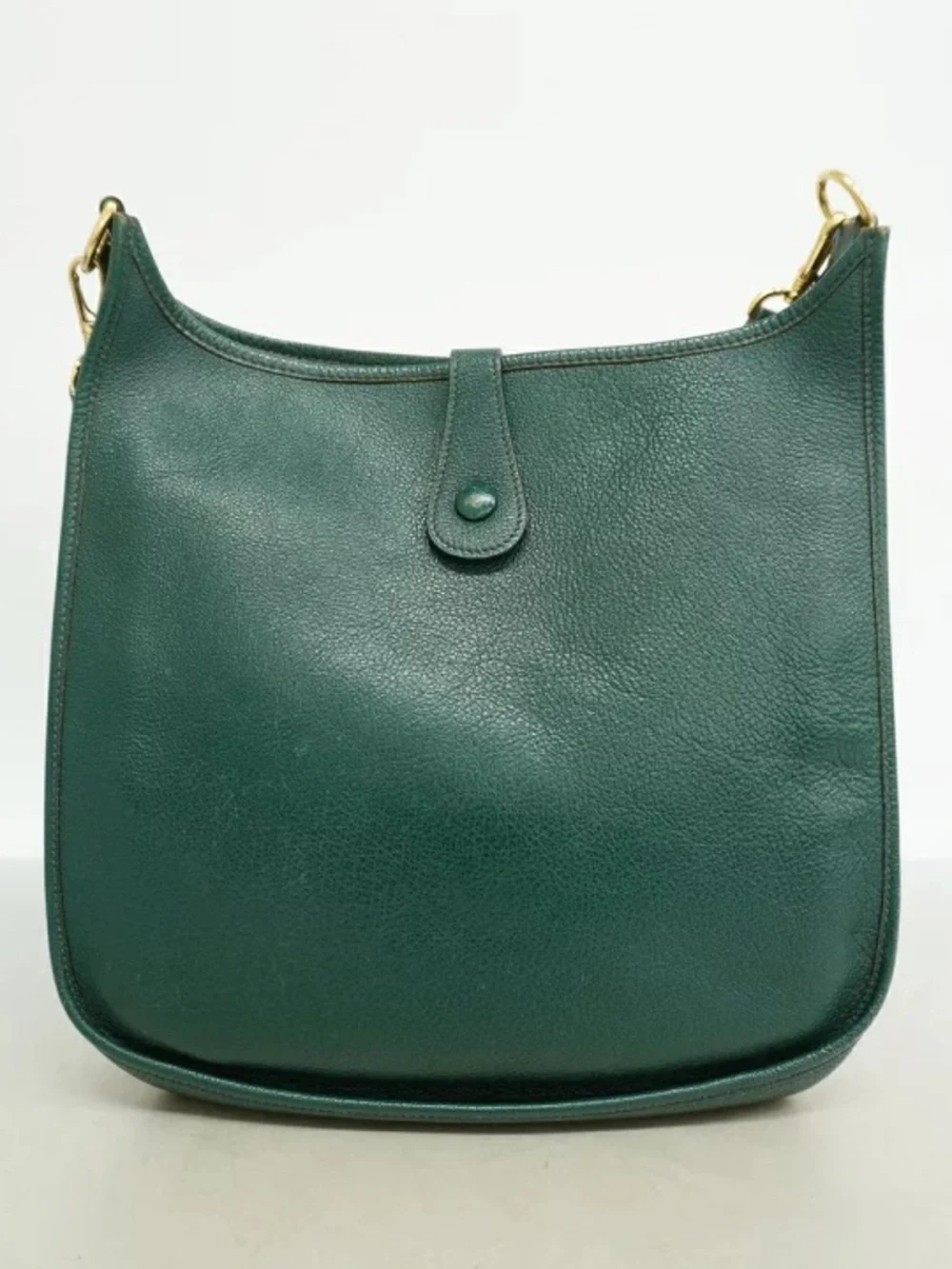 Authentic HERMES EVELYNE GM green Ardennes leather crossbody